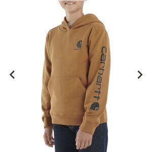 Carhartt Youth Tan Hoodie with Black Logo
